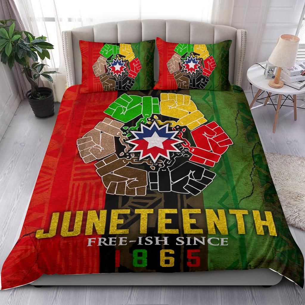 Juneteenth Bedding Set Juneteenth Free-Ish Since 1865 Hand Fists Duvet Covers Colorful Unique Gift