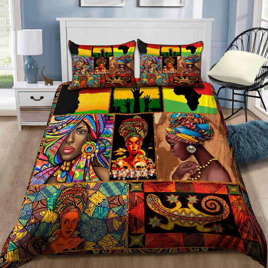 Juneteenth Bedding Set Juneteenth African American Women Pattern Duvet Covers Colorful Unique Gift