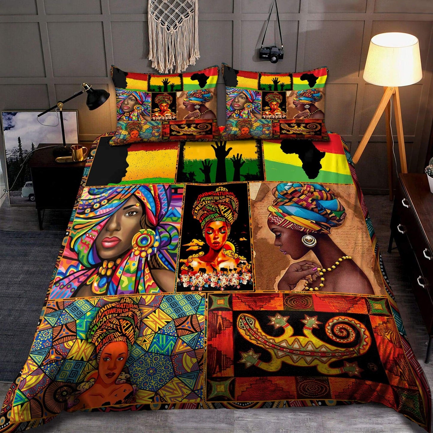 Juneteenth Bedding Set Juneteenth African American Women Pattern Duvet Covers Colorful Unique Gift