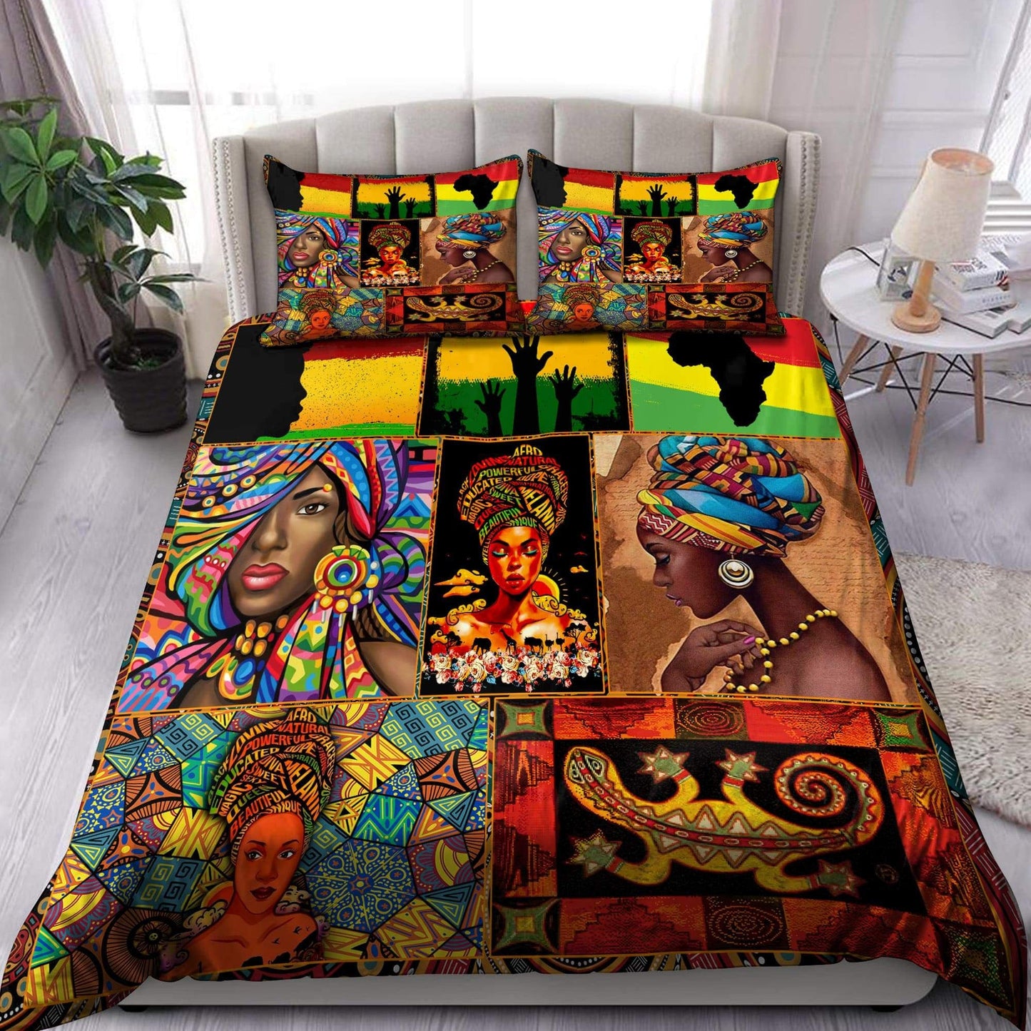 Juneteenth Bedding Set Juneteenth African American Women Pattern Duvet Covers Colorful Unique Gift