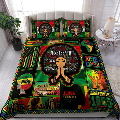 Juneteenth Bedding Set Juneteenth Retro Girl Freedom 1865 Duvet Covers Colorful Unique Gift