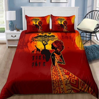 Juneteenth Bedding Set Juneteenth African Wildlife Land Duvet Covers Orange Unique Gift