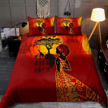 Juneteenth Bedding Set Juneteenth African Wildlife Land Duvet Covers Orange Unique Gift