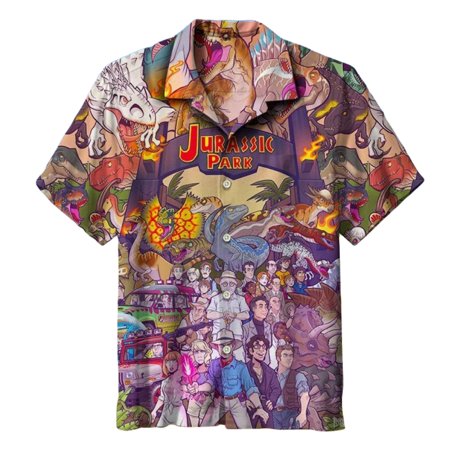 Jurassic Park Hawaii Shirt Jurassic Park Cartoon Version Hawaiian Shirt Purple Unisex