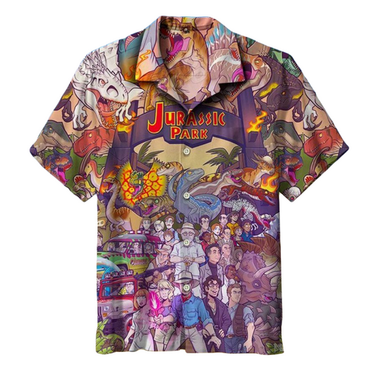 Jurassic Park Hawaii Shirt Jurassic Park Cartoon Version Hawaiian Shirt Purple Unisex