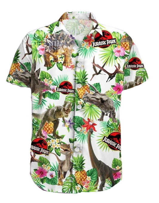 Jurassic Park Hawaii Shirt Jurassic Park All Types Of Dinosaur Pineapple Hawaiian Shirt Colorful Unisex