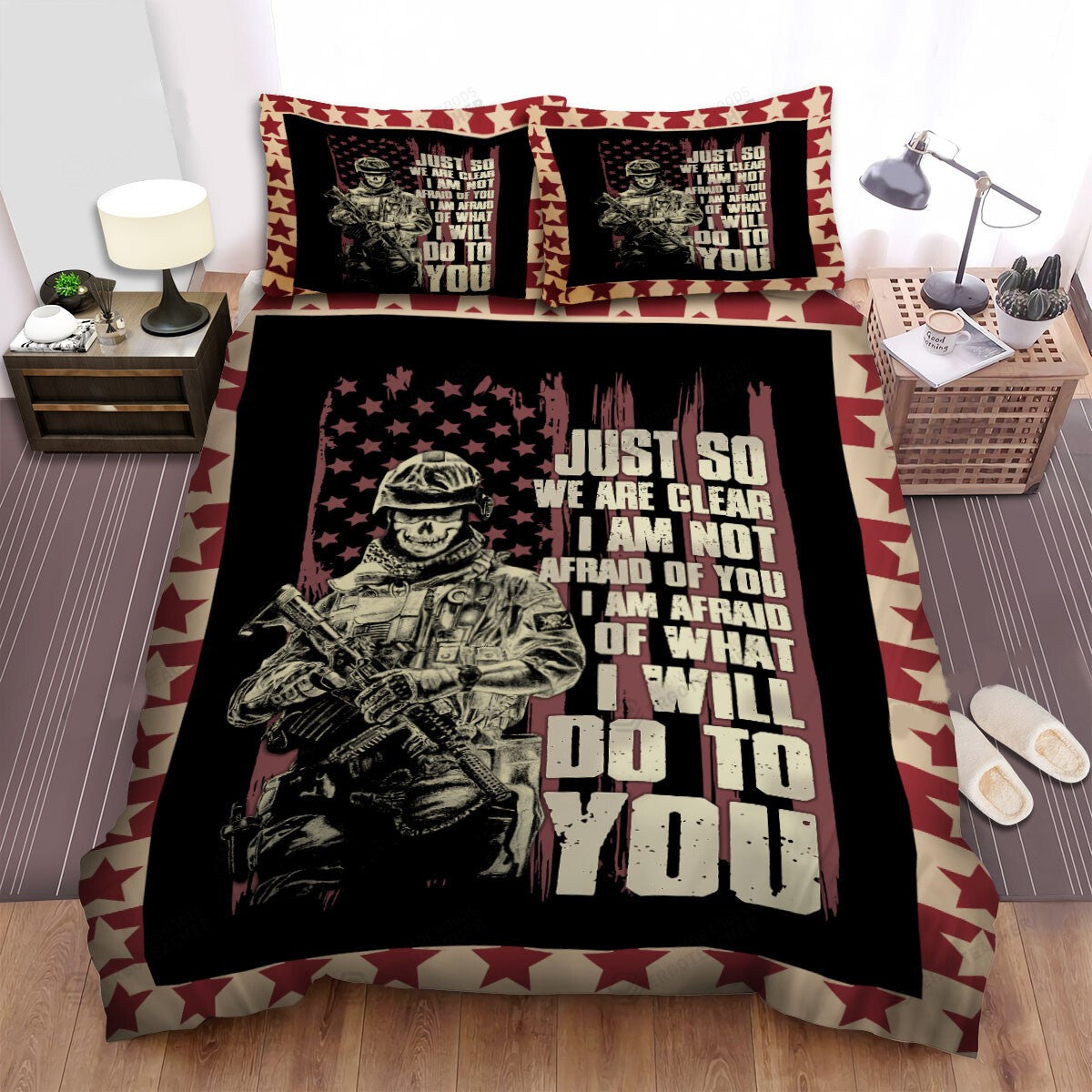 Veteran Bedding Set Just So We Are Clear Veteran Duvet Covers Black Red Unique Gift