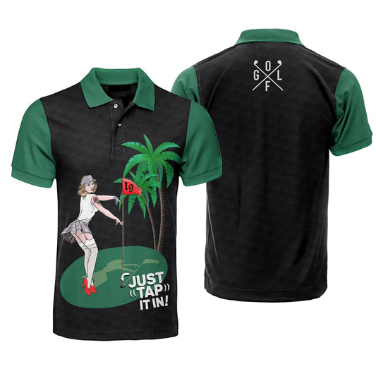 Golf Polo Shirt Golf Just Tap It In Golf Shirts Black Green For Men