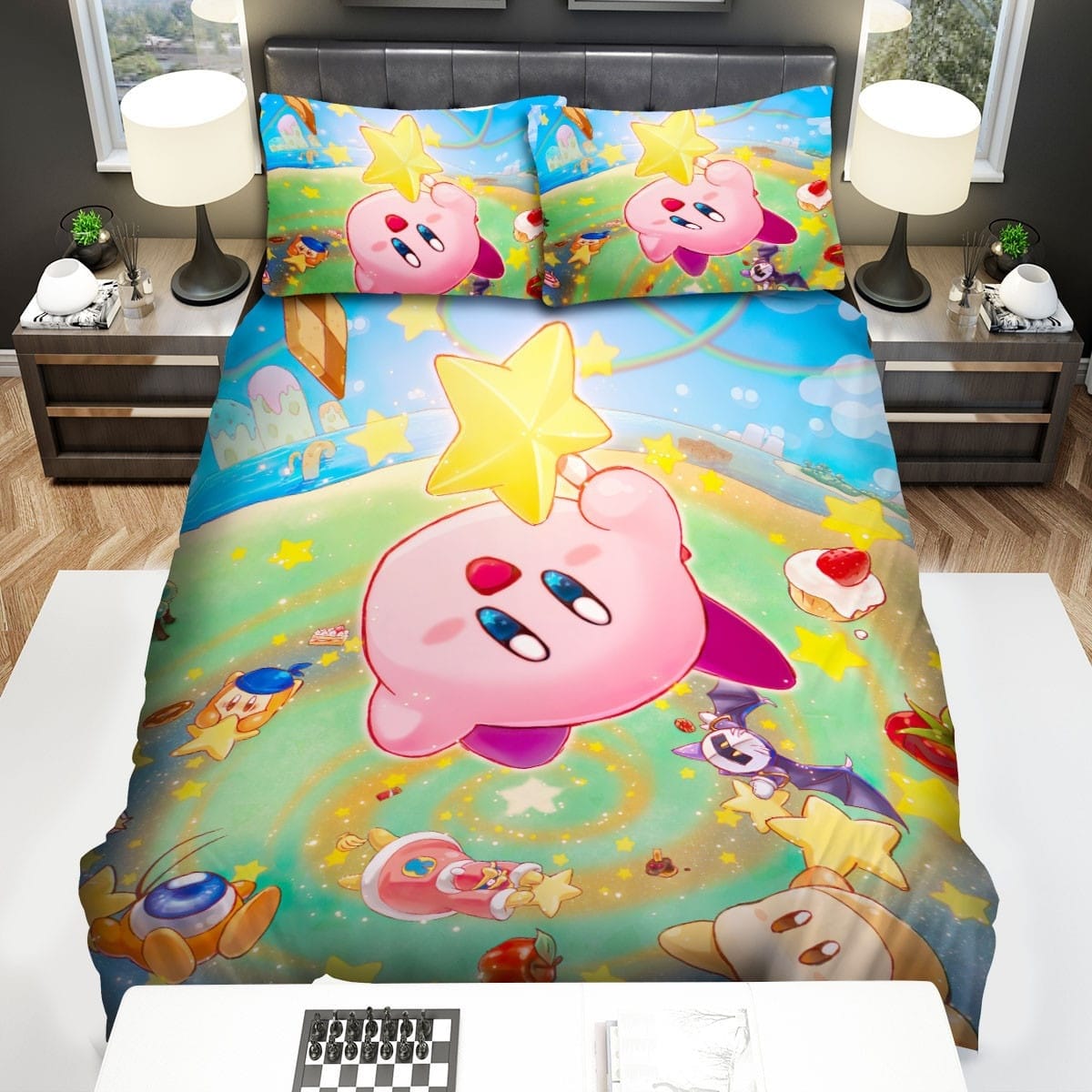 Kirby Bedding Set Kirby In The Dessert Land Duvet Covers Colorful Unique Gift