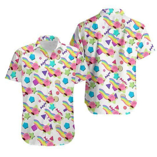 Kirby Hawaii Shirt Kirby Rainbow Star Shapes Pattern Hawaiian Shirt Colorful Unisex