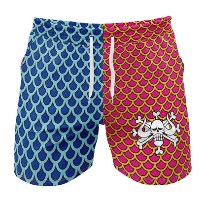 One Piece Shorts Kaido Pattern One Piece Beach Shorts Blue Pink