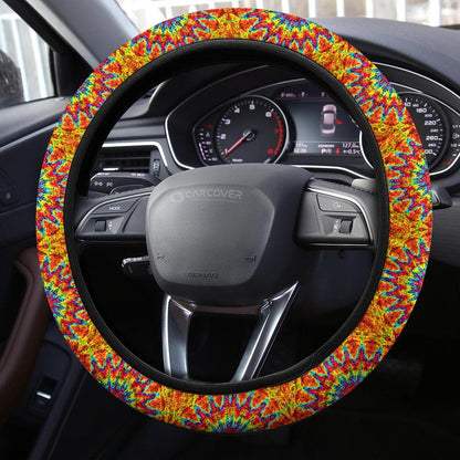 Hippie Steering Wheel Cover Hippie Kaleidoscope Tie Dye Driving Wheel Cover Colorful