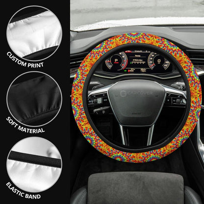 Hippie Steering Wheel Cover Hippie Kaleidoscope Tie Dye Driving Wheel Cover Colorful