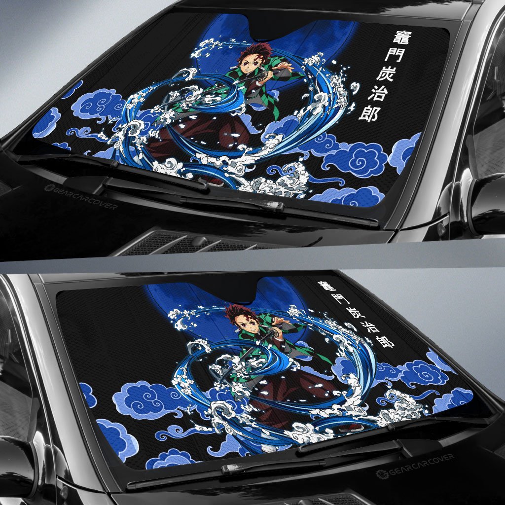 Kamado Tanjiro Car Sunshade Custom Water Breathing Skill Car Accessories
