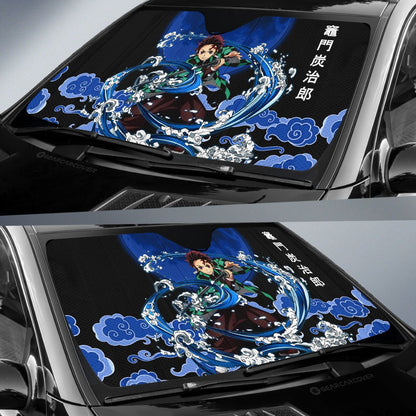 Kamado Tanjiro Car Sunshade Custom Water Breathing Skill Car Accessories