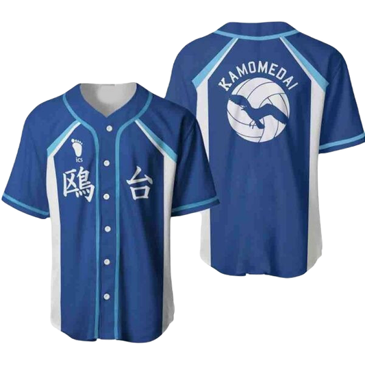 Haikyuu Baseball Jersey Kamomedai The Bird Haikyuu Jersey Shirt White Blue Unisex Adult New Release