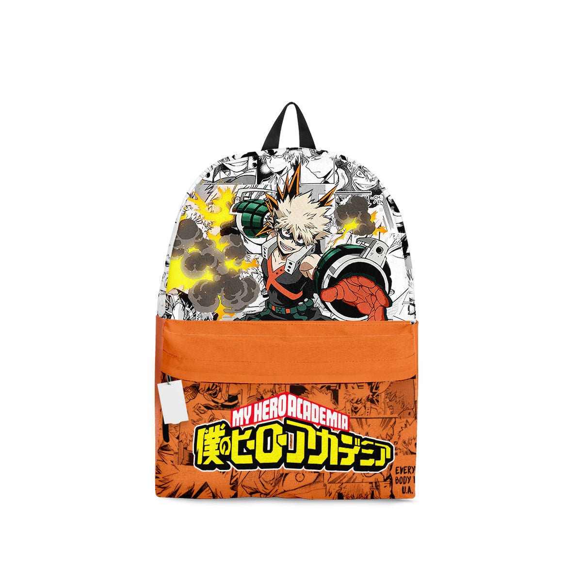 My Hero Academia Backpack Katsuki Bakugo Manga Pattern Backpacks Gray Orange