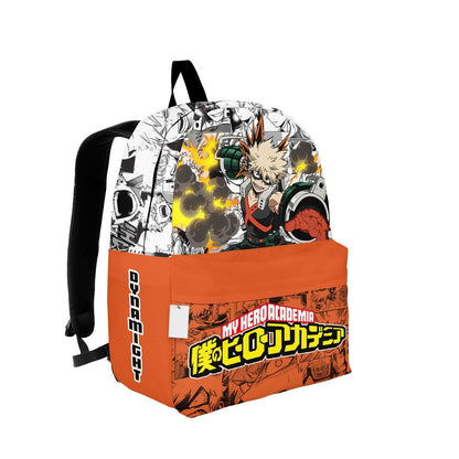My Hero Academia Backpack Katsuki Bakugo Manga Pattern Backpacks Gray Orange