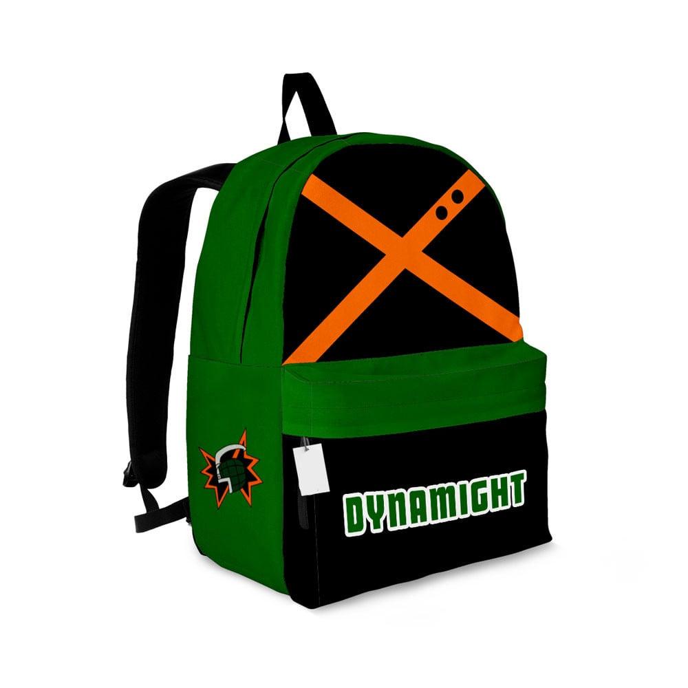 My Hero Academia Backpack Dynamight Hero Character Details Pattern Backpacks Black Green