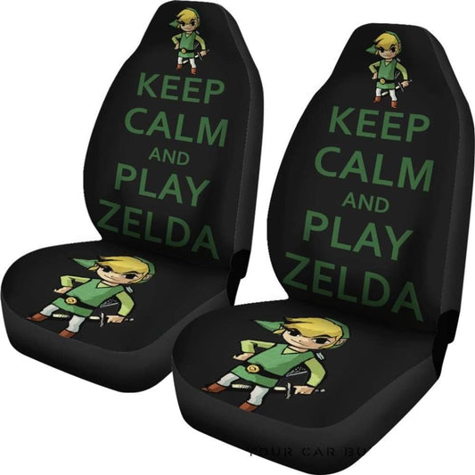 The Legend Of Zelda Car Seat Covers Keep Calm And Play Zelda Seat Covers Black Green