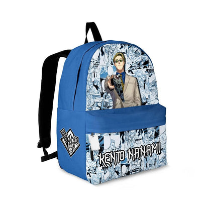 Jujutsu Kaisen Backpack Kento Nanami Graphic Symbol Manga Pattern Backpacks Blue