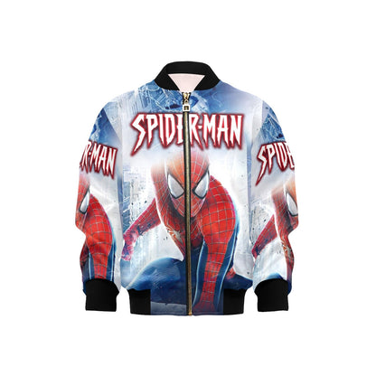 Spiderman Bomber Jacket Spiderman In The City Graphic Bomber Red Blue Unisex