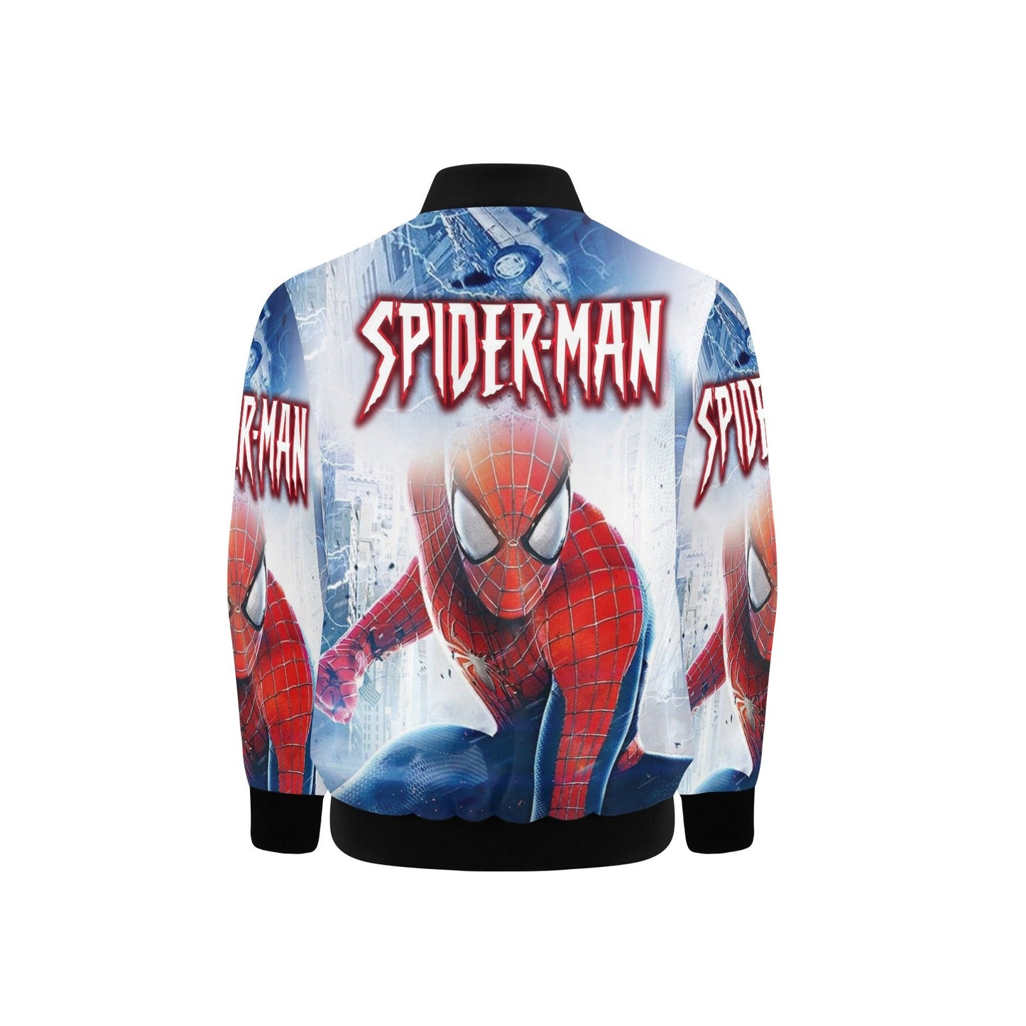 Spiderman Bomber Jacket Spiderman In The City Graphic Bomber Red Blue Unisex