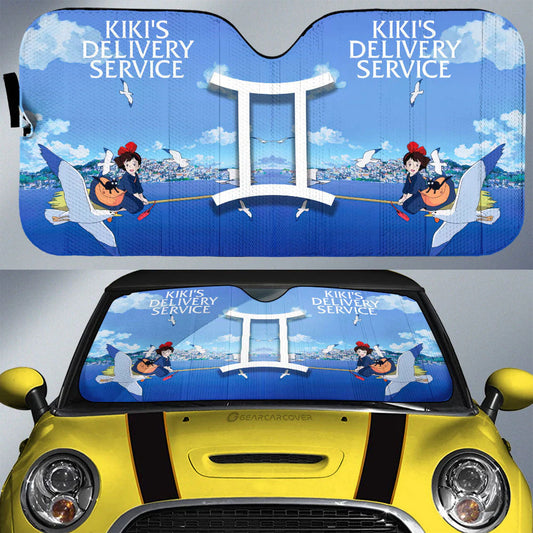 SGhibli Car Sun Shade Kiki's Delivery Service Graphic Winshield Sun Shade Blue