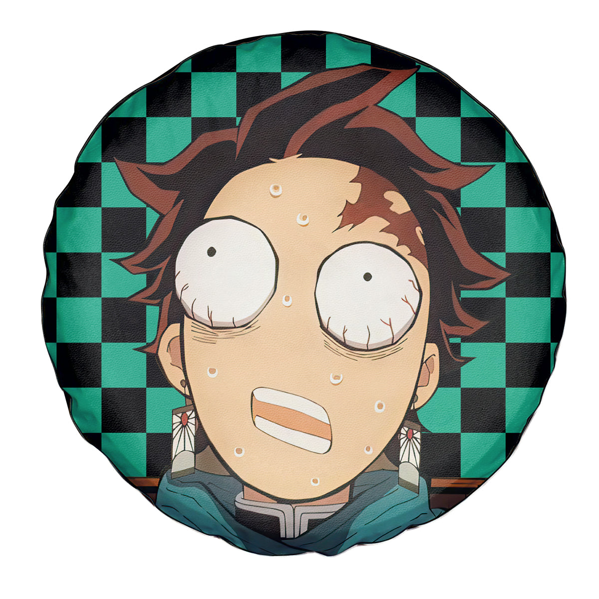 Demon Slayer Spare Tire Cover Demon Slayer Kamado Tanjiro Ugly Face Graphic Tire Covers Green