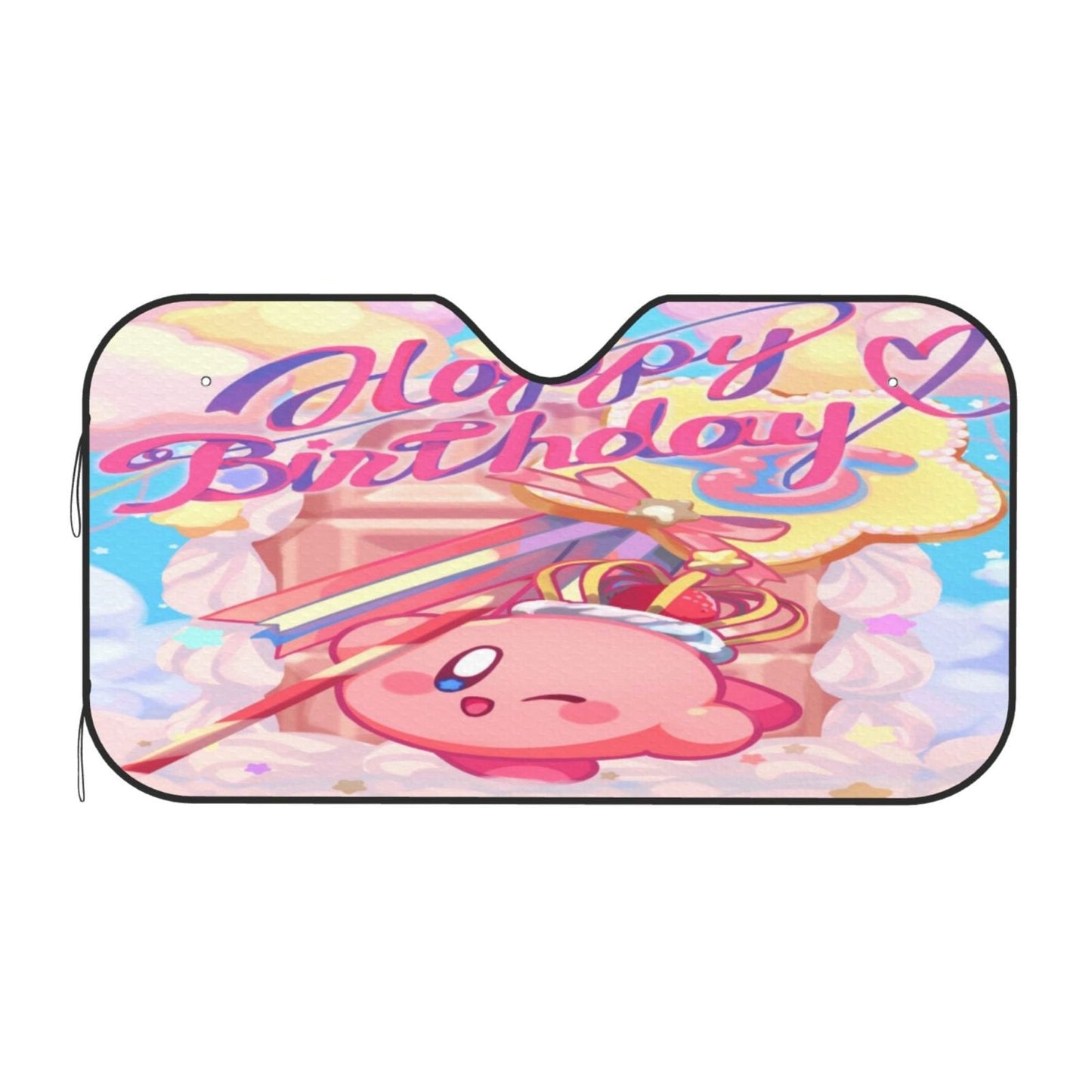 Kirby Car Sun Shade King Kirby Happy Birthday Winshield Sun Shade Pink White