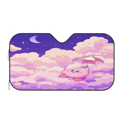 Kirby Car Sun Shade Kirby With Umbrella On The Cloud Winshield Sun Shade Pink Purple