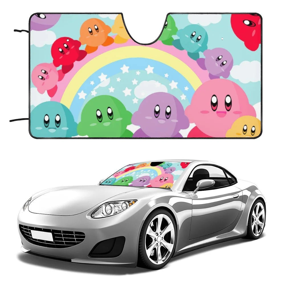 Kirby Car Sun Shade Kirby In Rainbow Color Winshield Sun Shade Colorful