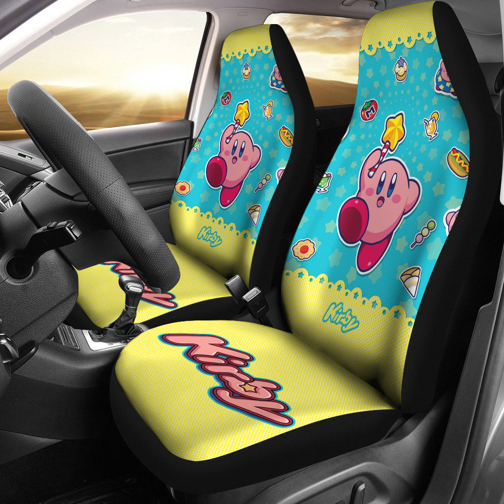 Kirby Car Seat Covers Kirby Characters And Food Pattern Seat Covers Yellow Blue
