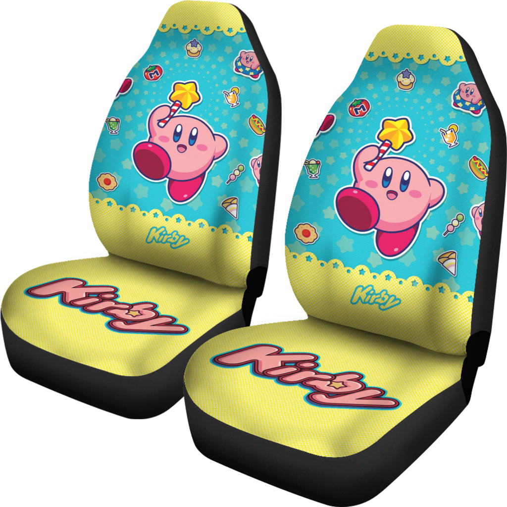 Kirby Car Seat Covers Kirby Characters And Food Pattern Seat Covers Yellow Blue