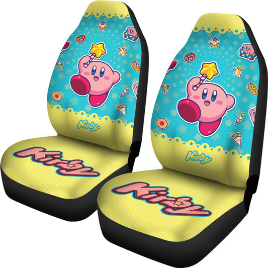 Kirby Car Seat Covers Kirby Characters And Food Pattern Seat Covers Yellow Blue