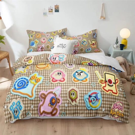 Kirby Bedding Set Kirby Epic Yarn Items In Sewing Duvet Covers Brown Unique Gift