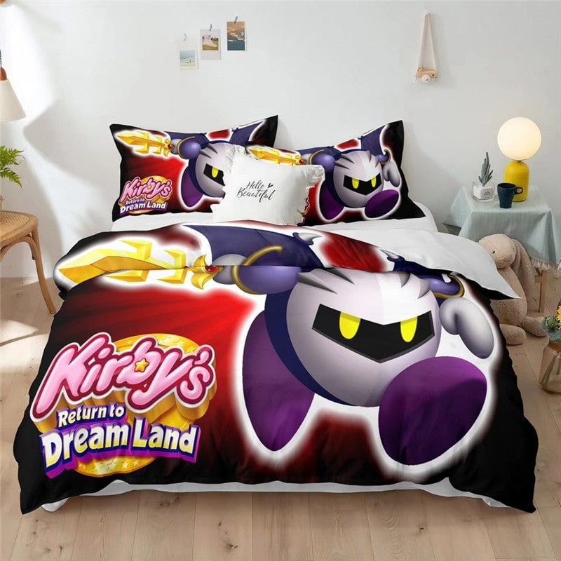 Kirby Bedding Set Kirby Return To Dream Land Duvet Covers Purple Unique Gift