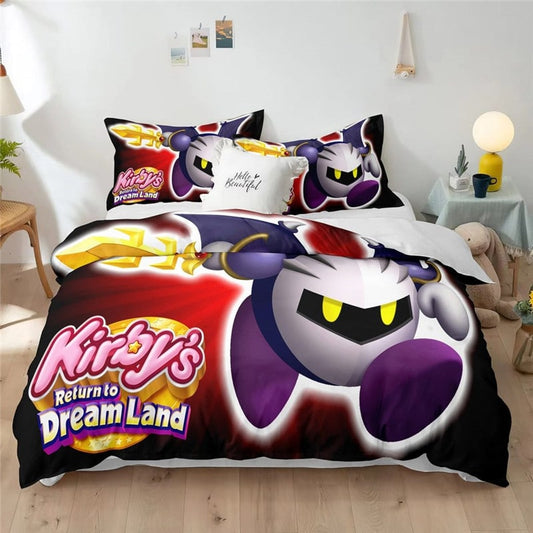 Kirby Bedding Set Kirby Return To Dream Land Duvet Covers Purple Unique Gift