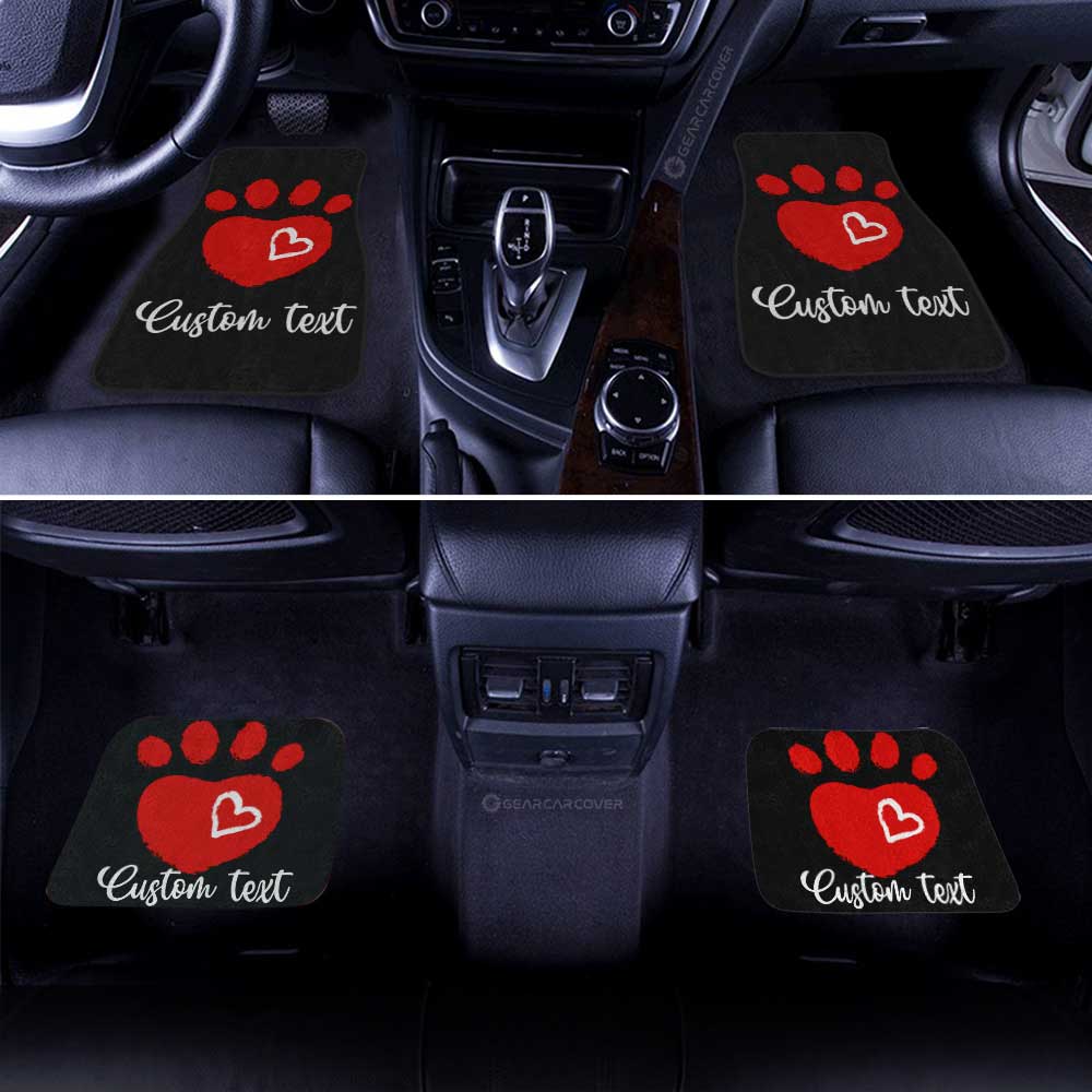 Dog Car Floor Mats Dog Pawprint With Love Heart Pattern Car Mats