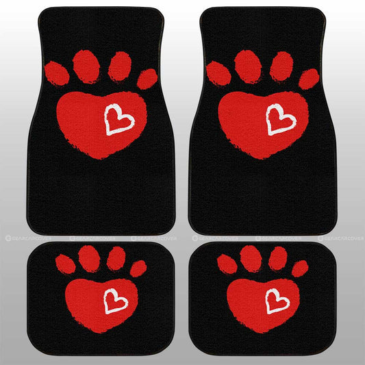 Dog Car Floor Mats Dog Pawprint With Love Heart Pattern Car Mats