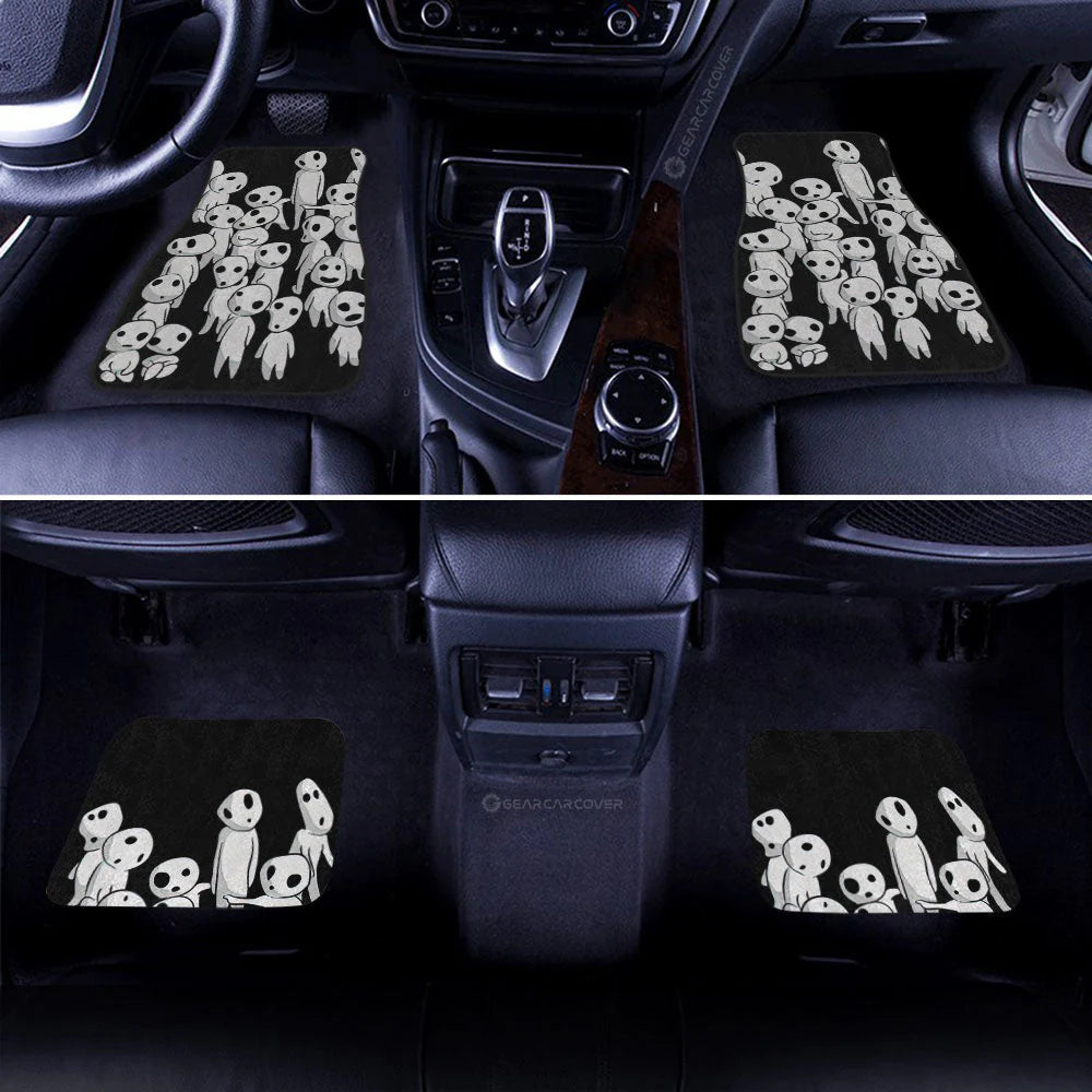 SGhibli Car Mats SGhibli Kodama Princess Mononoke Pattern Car Floor Mats Black White