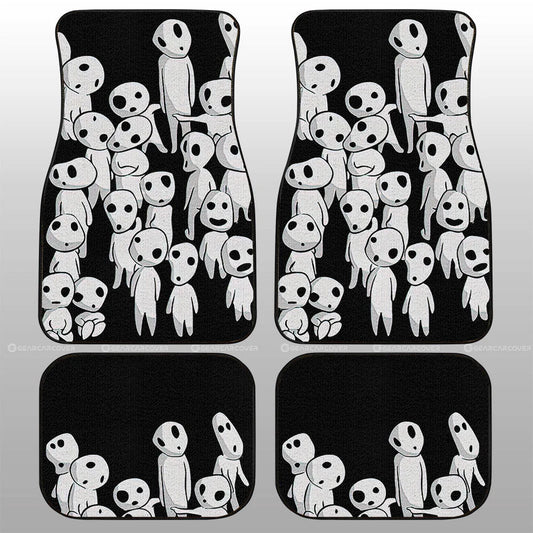 SGhibli Car Mats SGhibli Kodama Princess Mononoke Pattern Car Floor Mats Black White