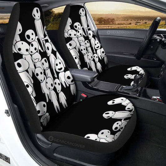 SGhibli Car Seat Covers Kodama Tree Spirits Graphic Seat Covers Black White