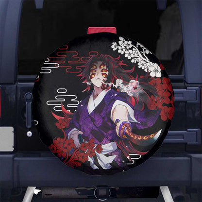 Demon Slayer Spare Tire Cover Demon Slayer Kokushibo Graphic Tire Covers Black Red