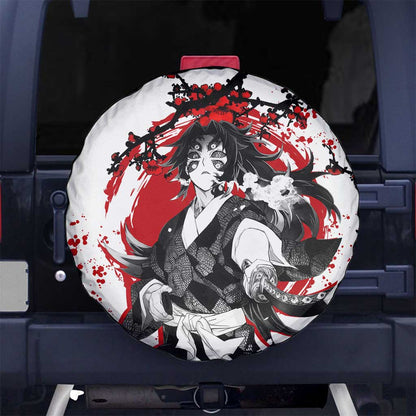 Demon Slayer Spare Tire Cover Demon Slayer Kokushibo Cherry Blossom Pattern Tire Covers White Red