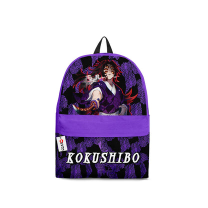 Demon Slayer Backpack Kokushibo Demon Graphic And Name Backpacks Purple