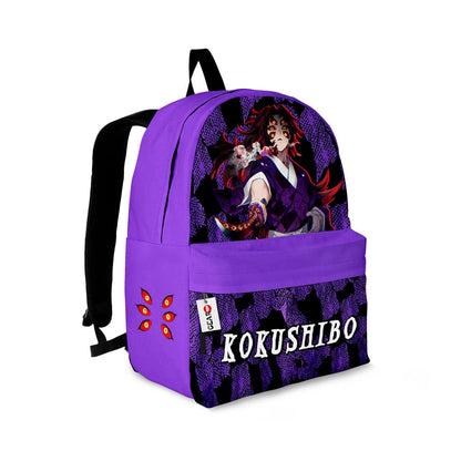 Demon Slayer Backpack Kokushibo Demon Graphic And Name Backpacks Purple