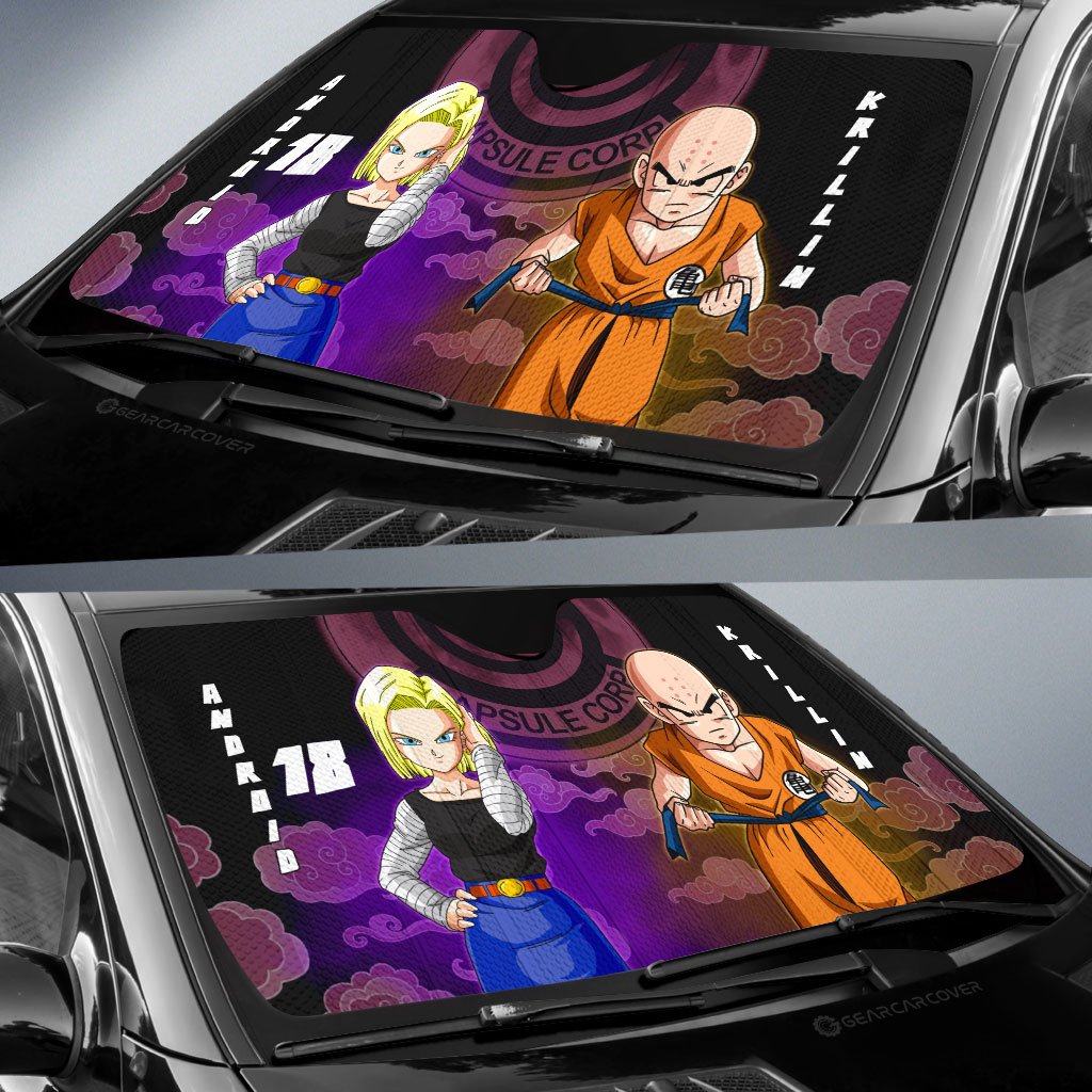 Krillin And Android 18 Car Sunshade Custom Car Accessories