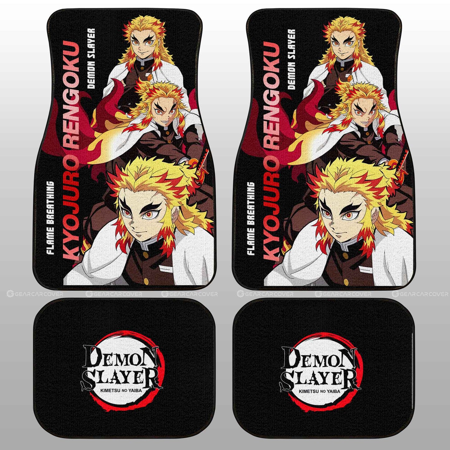 Demon Slayer Car Mats Kyojuro Rengoku Car Floor Mats Demon Slayer Anime Floor Mats