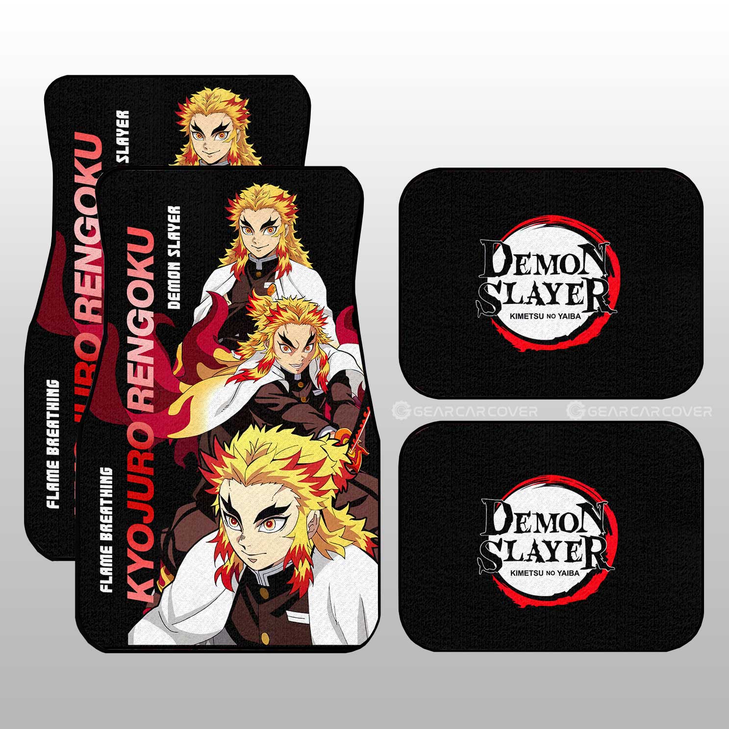 Demon Slayer Car Mats Kyojuro Rengoku Car Floor Mats Demon Slayer Anime Floor Mats